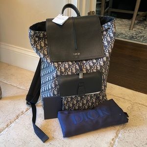 Dior Oblique Motion Backpack Beige and Black